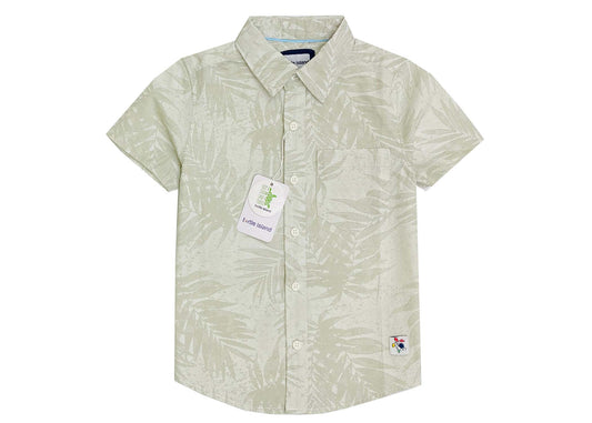 Palm Leaf Print Short Sleeve Shirt