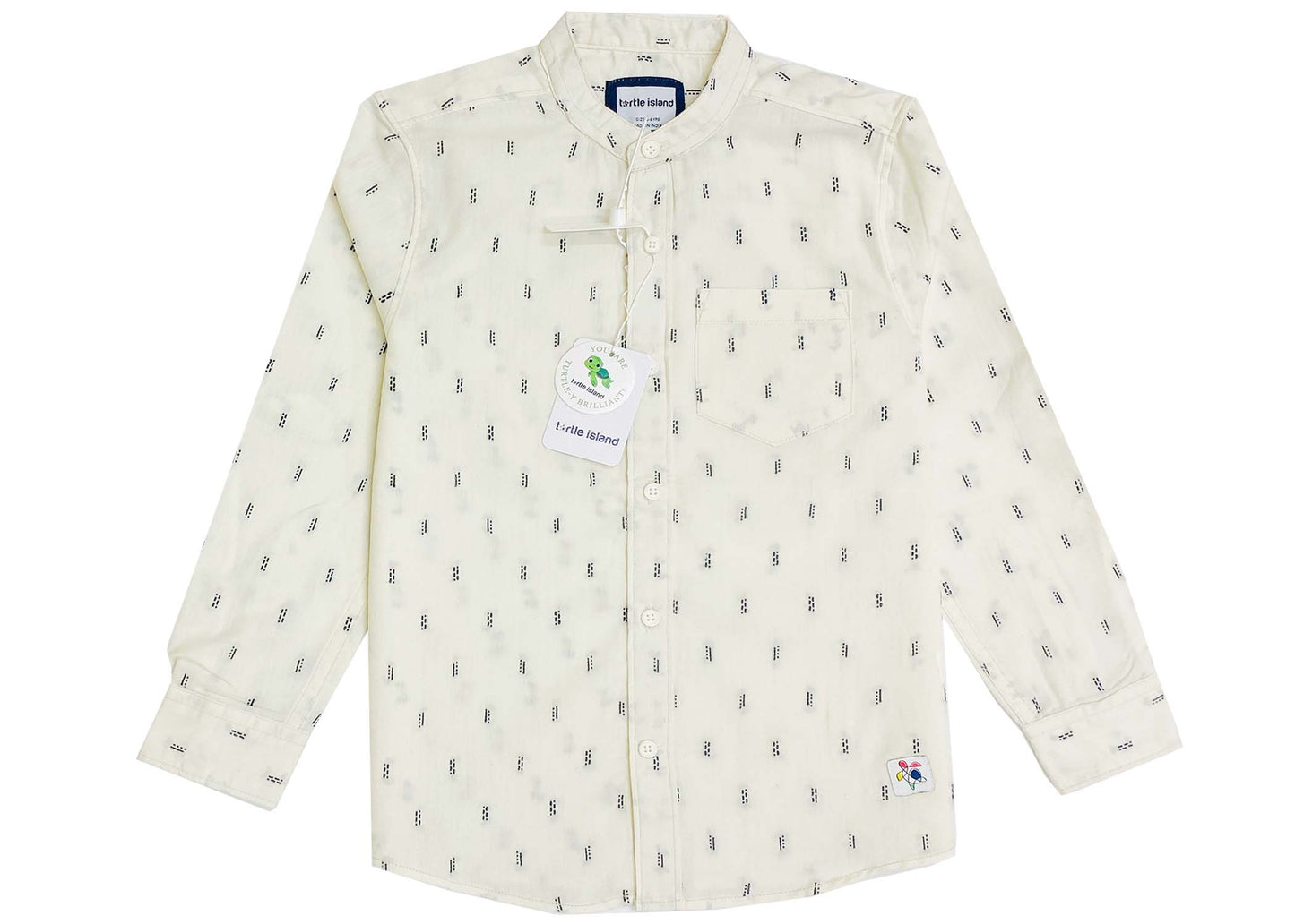 Off-White Dobby Mandarin Collar Full Sleeve Shirt
