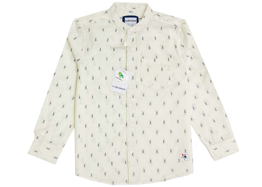 Off-White Dobby Mandarin Collar Full Sleeve Shirt