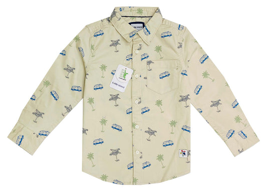 Palm Tree Printed Twill Shirt
